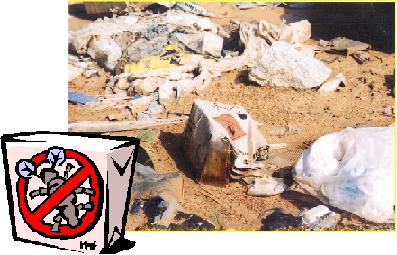 Toxic materials thrown at the dumpsite. 